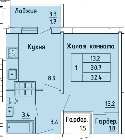 планировка квартиры 32 м2